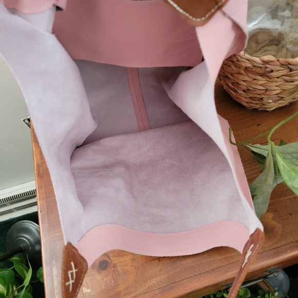 Joji & Co. Santa Cruz Pink & Brown Leather Tote Bag Purse - Picture 14 of 16